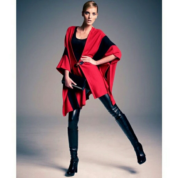 Michael Michael Kors Women's Red & Black Poncho