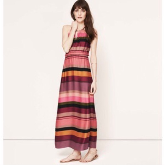 LOFT striped keyhole maxi dress