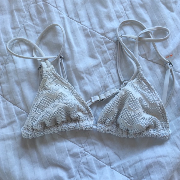 white strappy triangle bikini too