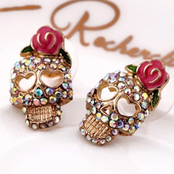 Pink Skull Earrings - Picture 7 of 9