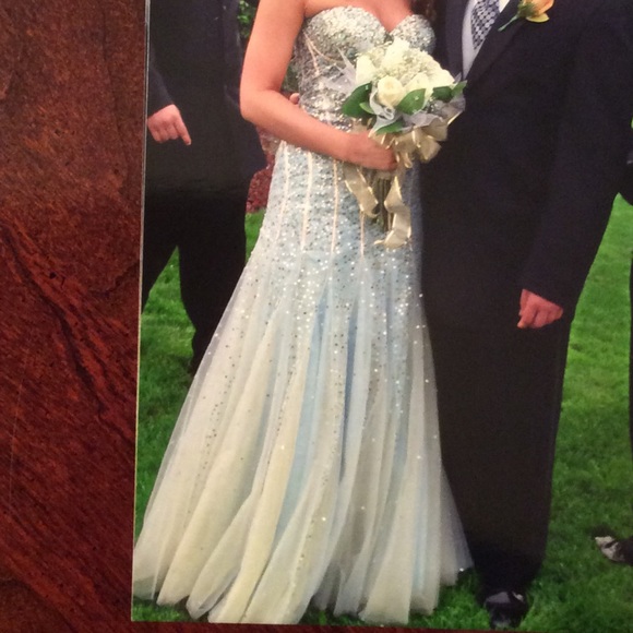 Jovani Prom Dress Aqua and gold size 4