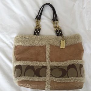 Unique Coach Leather Shearling Fur Sheepskin
