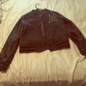 Black and grey varsity jacket