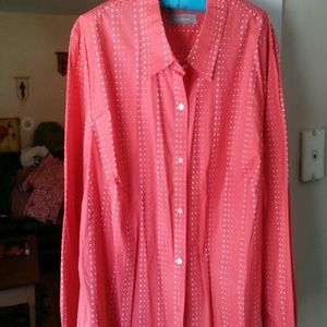 Liz Claiborne Coral Polka Dot Button Down Shirt