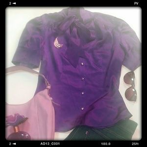 BANANA REPUBLIC PURPLE SILK BLOUSE M