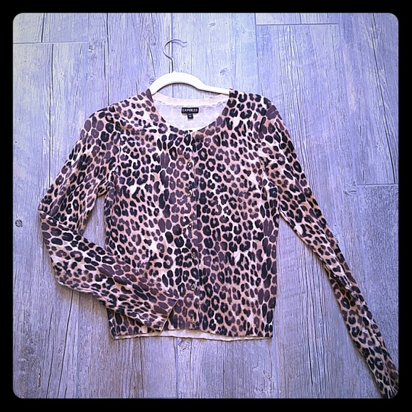 Fun Leopard Print Jeweled Sweater