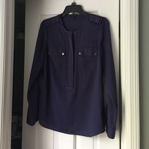 Ann Taylor navy silk utility blouse/tunic 4