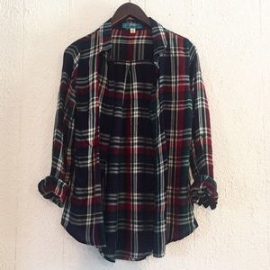 Plaid Button Down, long & lightweight