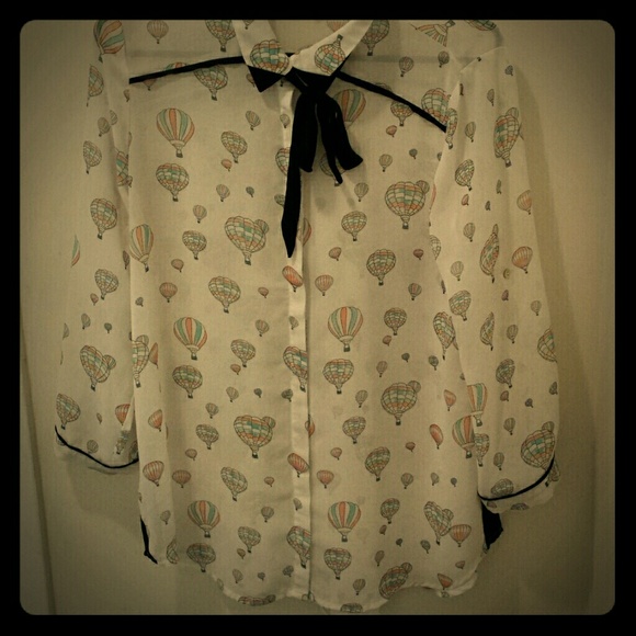 Adorable hot air balloon chiffon blouse