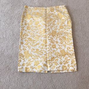 Banana Republic Gold and Off-white Pencil Skirt