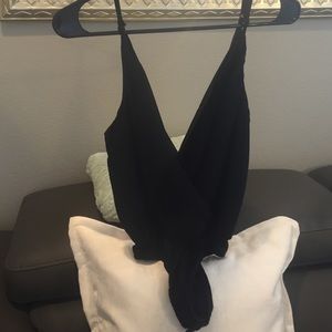 Black Deep V Neck Bodysuit