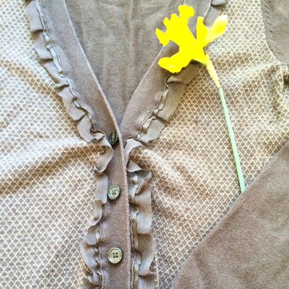 Merona Brown/olive green ruffle front cardigan - Picture 4 of 4