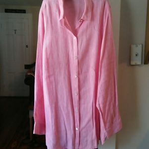 J. Jill Pink Linen Button Down Top