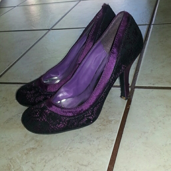 Purple and black heels