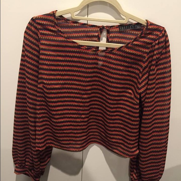 Pattern Chiffon Cropped Long Sleeve - image 1