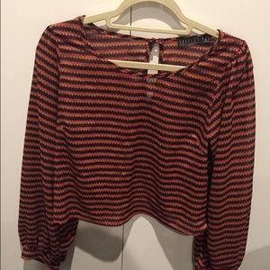 Pattern chiffon cropped long sleeve