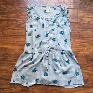 Sleeveless Floral Peplum Blouse