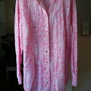 Liz Claiborne Pink Floral Button Down Shirt