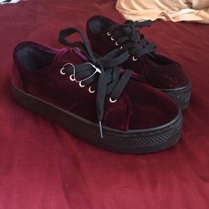 Velvet Platform Sneakers