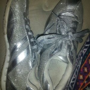Silver tennis shoes