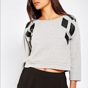 Urban Outfitters Leather Patch Cropped Sweatshirt