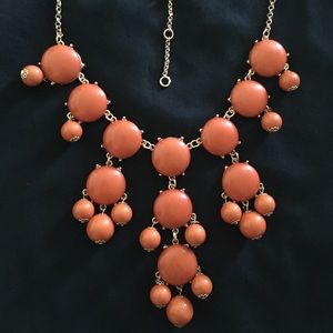 👀Orange Lucite Gold Filagree Bib Necklace