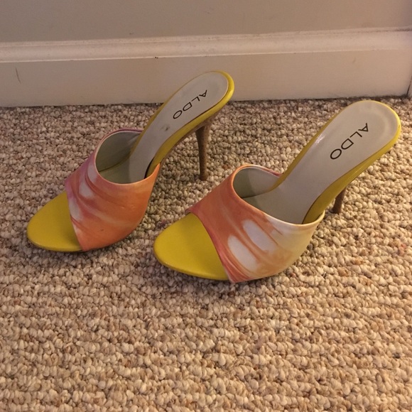 Aldo yellow orange and pink shoes