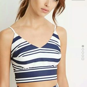 Navy and cream crop top