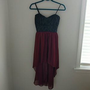 Maroon high low dress