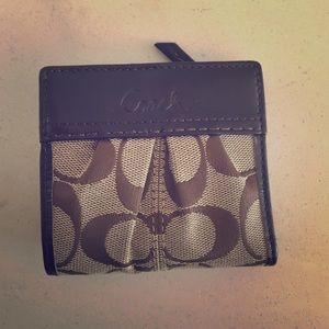 Authentic brown mini Coach wallet