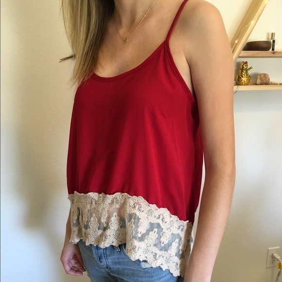 Red Tank with Lace