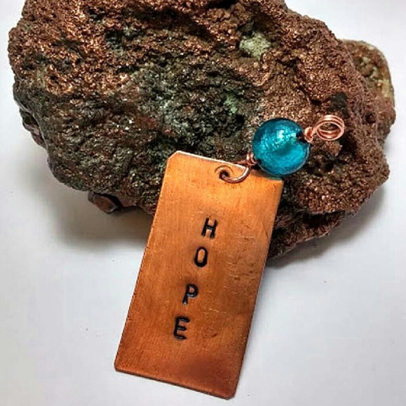 ReLoveOlution Hope copper artisan tag necklace