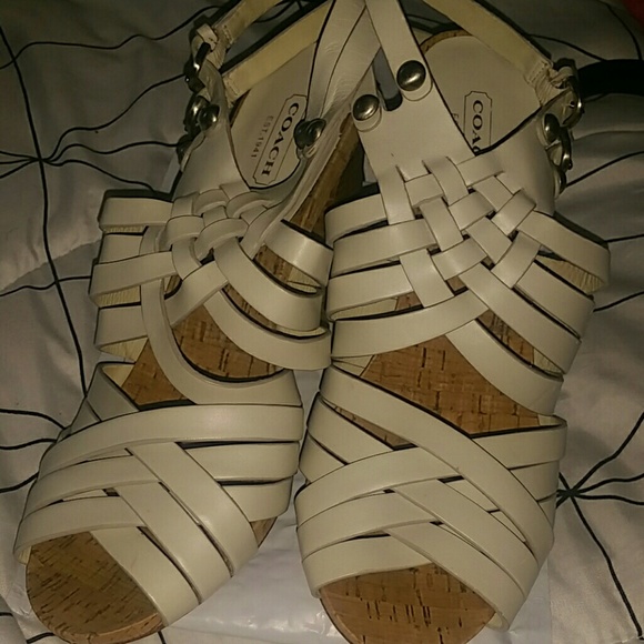 Cream strappy Coach heels