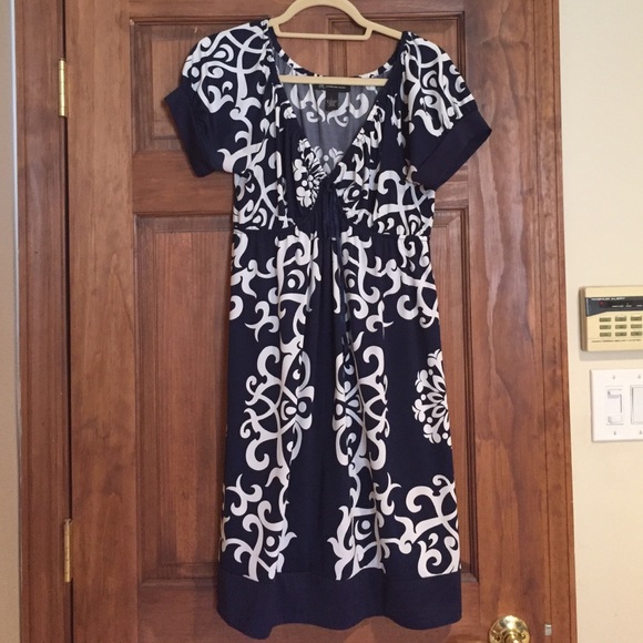 Navy blue and white INC dress