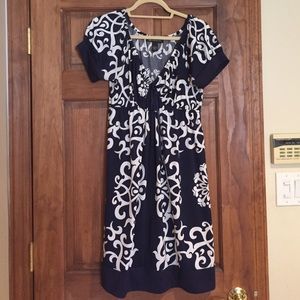 Navy blue and white INC dress