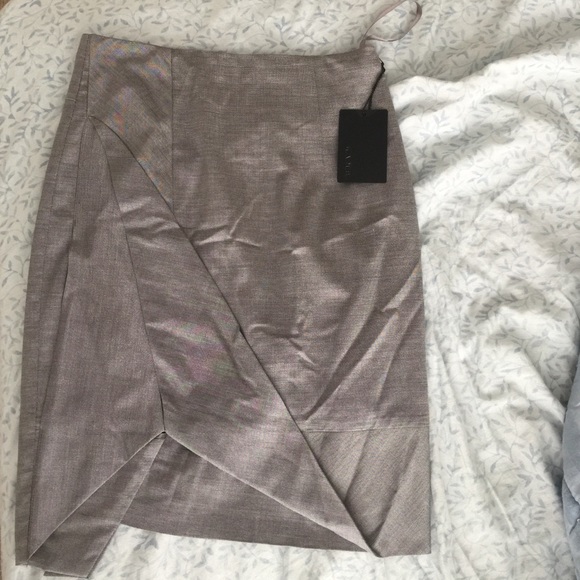 Sold Grey Asymmetrical Hem Slit pencil Skirt 2