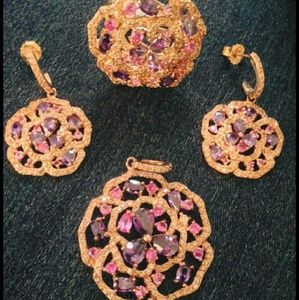 Rhodium silver set with ring (Brand New)