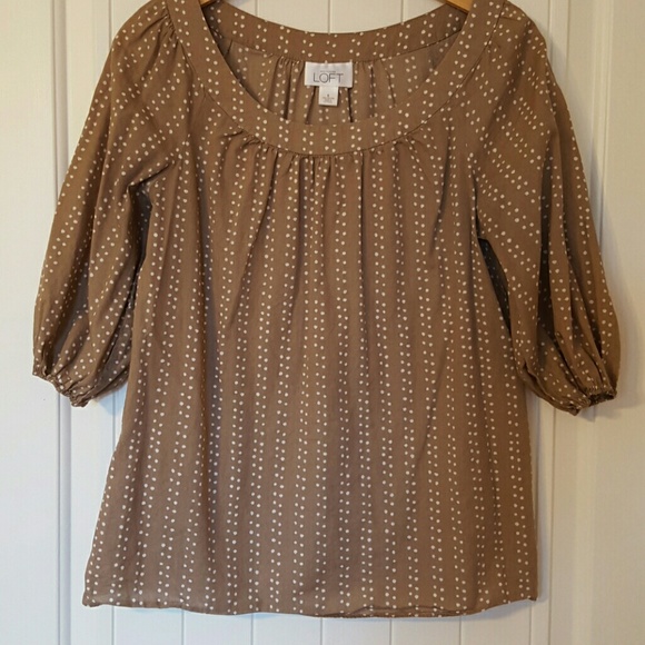 Ann taylor taupe/white blouse