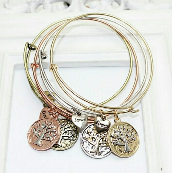 Love Heart Tree of Life Pendant Bracelet Bangle