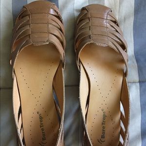 Tan Leather Strappy Slip Ons