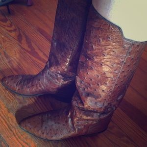 Susan Bennis Warren Edwards Ostrich Cowboy Boots