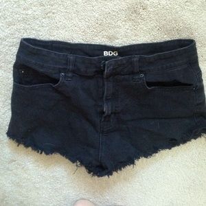 BDG High Waisted Fray Denim Shorts