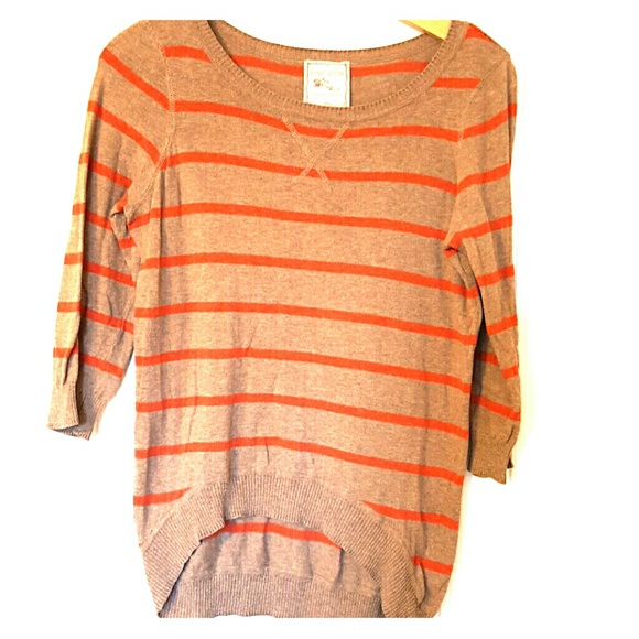Hi-low stripped thin sweater