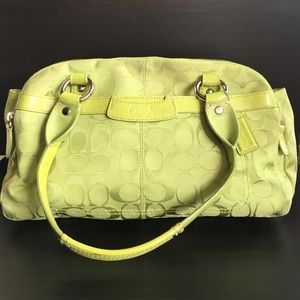 Lime green signature Coach handbag