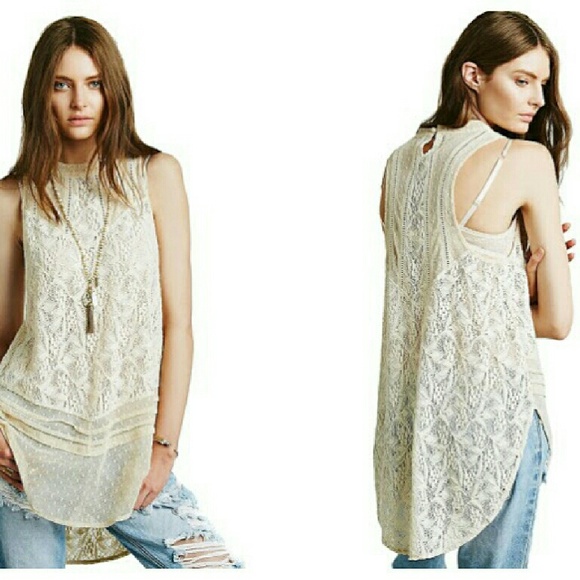 NWT Free People Maisie Lace Tunic/Blouse - Picture 2 of 7