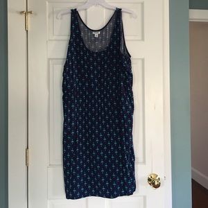 Navy sundress with turquoise print
