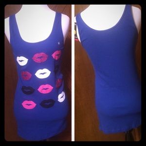 💋Blue lips long tank💋
