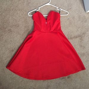 Red low cut dress
