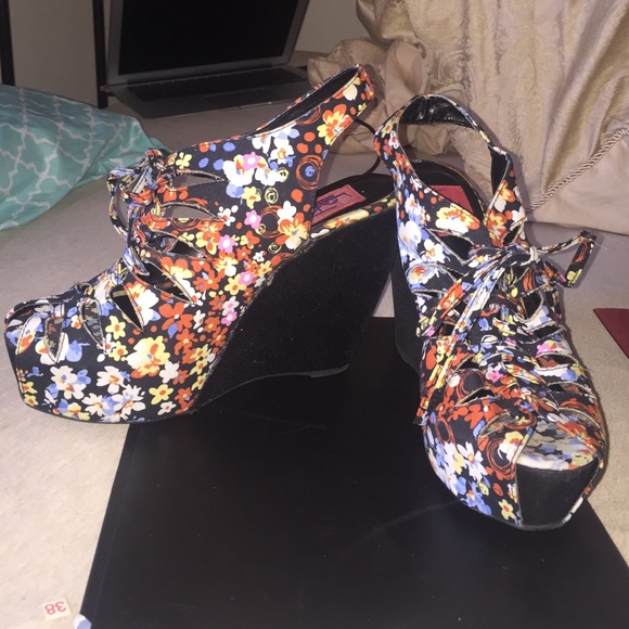 Joyce Leslie Shoes - COLORFUL FLORAL WEDGES