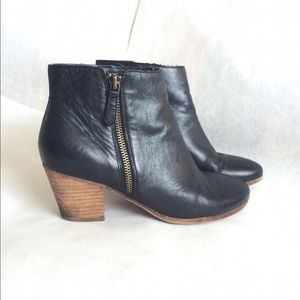 Wooden Heel Faux Leather Booties